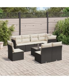 vidaXL vidaXL 9-cz. zestaw wypoczynkowy do ogrodu, z poduszkami, czarny Dārza mēbeļu komplekti