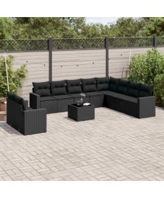 vidaXL vidaXL 11-cz. zestaw wypoczynkowy do ogrodu, poduszki czarny rattan PE Dārza mēbeļu komplekti