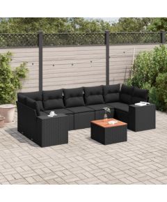 vidaXL vidaXL 8-cz. zestaw wypoczynkowy do ogrodu, z poduszkami, czarny Dārza mēbeļu komplekti