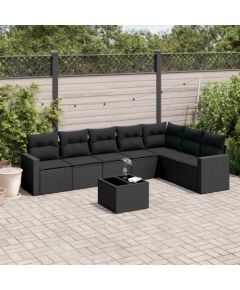 vidaXL vidaXL 8-cz. zestaw wypoczynkowy do ogrodu, z poduszkami, czarny Dārza mēbeļu komplekti