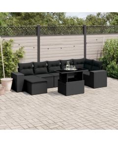 vidaXL vidaXL 8-cz. zestaw wypoczynkowy do ogrodu, z poduszkami, czarny Dārza mēbeļu komplekti