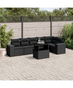 vidaXL vidaXL 7-cz. zestaw wypoczynkowy do ogrodu, z poduszkami, czarny Dārza mēbeļu komplekti