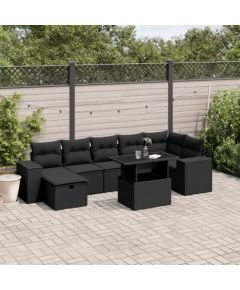 vidaXL vidaXL 8-cz. zestaw wypoczynkowy do ogrodu, z poduszkami, czarny Dārza mēbeļu komplekti