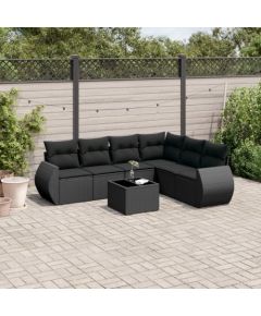 vidaXL vidaXL 7-cz. zestaw wypoczynkowy do ogrodu, z poduszkami, czarny Dārza mēbeļu komplekti