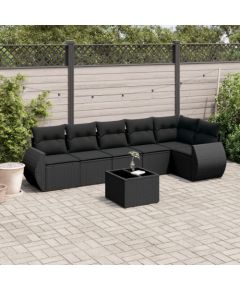 vidaXL vidaXL 7-cz. zestaw wypoczynkowy do ogrodu, z poduszkami, czarny Dārza mēbeļu komplekti