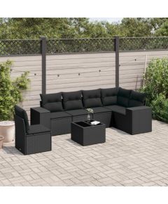 vidaXL vidaXL 7-cz. zestaw wypoczynkowy do ogrodu, z poduszkami, czarny Dārza mēbeļu komplekti