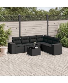 vidaXL vidaXL 7-cz. zestaw wypoczynkowy do ogrodu, z poduszkami, czarny Dārza mēbeļu komplekti