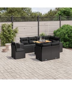 vidaXL vidaXL 9-cz. zestaw wypoczynkowy do ogrodu, z poduszkami, czarny Dārza mēbeļu komplekti