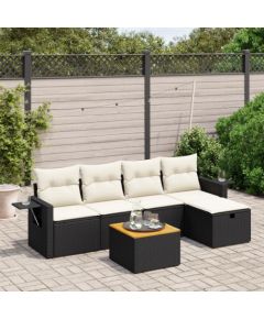 vidaXL vidaXL 6-cz. zestaw mebli ogrodowych z poduszkami, czarny polirattan Dārza mēbeļu komplekti