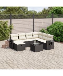 vidaXL vidaXL 8-cz. zestaw wypoczynkowy do ogrodu, z poduszkami, czarny Dārza mēbeļu komplekti