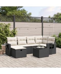 vidaXL vidaXL 7-cz. zestaw wypoczynkowy do ogrodu, z poduszkami, czarny Dārza mēbeļu komplekti