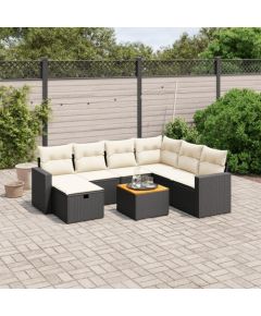 vidaXL vidaXL 8-cz. zestaw wypoczynkowy do ogrodu, z poduszkami, czarny Dārza mēbeļu komplekti