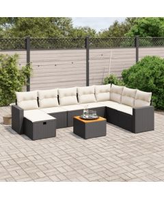 vidaXL vidaXL 9-cz. zestaw wypoczynkowy do ogrodu, z poduszkami, czarny Dārza mēbeļu komplekti