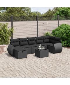 vidaXL vidaXL 8-cz. zestaw wypoczynkowy do ogrodu, z poduszkami, czarny Dārza mēbeļu komplekti