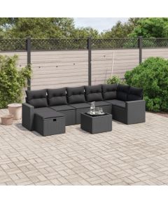 vidaXL vidaXL 8-cz. zestaw wypoczynkowy do ogrodu, z poduszkami, czarny Dārza mēbeļu komplekti