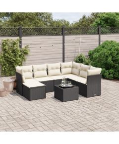 vidaXL vidaXL 8-cz. zestaw wypoczynkowy do ogrodu, z poduszkami, czarny Dārza mēbeļu komplekti