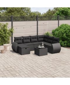 vidaXL vidaXL 8-cz. zestaw wypoczynkowy do ogrodu, z poduszkami, czarny Dārza mēbeļu komplekti