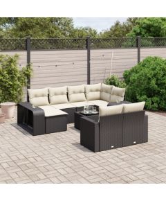 vidaXL vidaXL 11-cz. zestaw wypoczynkowy do ogrodu, poduszki czarny rattan PE Dārza mēbeļu komplekti