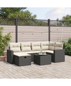 vidaXL vidaXL 7-cz. zestaw wypoczynkowy do ogrodu, z poduszkami, czarny Dārza mēbeļu komplekti