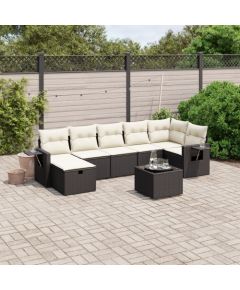 vidaXL vidaXL 8-cz. zestaw wypoczynkowy do ogrodu, z poduszkami, czarny Dārza mēbeļu komplekti