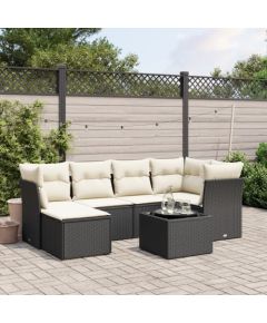 vidaXL vidaXL 7-cz. zestaw wypoczynkowy do ogrodu, z poduszkami, czarny Dārza mēbeļu komplekti