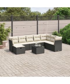 vidaXL vidaXL 9-cz. zestaw wypoczynkowy do ogrodu, z poduszkami, czarny Dārza mēbeļu komplekti