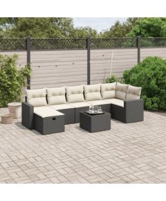 vidaXL vidaXL 8-cz. zestaw wypoczynkowy do ogrodu, z poduszkami, czarny Dārza mēbeļu komplekti