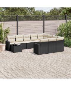 vidaXL vidaXL 11-cz. zestaw wypoczynkowy do ogrodu, poduszki czarny rattan PE Dārza mēbeļu komplekti