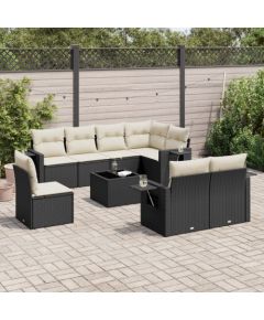 vidaXL vidaXL 9-cz. zestaw wypoczynkowy do ogrodu, z poduszkami, czarny Dārza mēbeļu komplekti