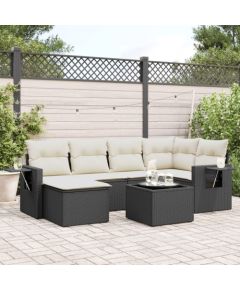 vidaXL vidaXL 7-cz. zestaw wypoczynkowy do ogrodu, z poduszkami, czarny Dārza mēbeļu komplekti