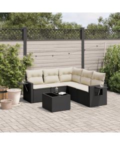 vidaXL vidaXL 6-cz. zestaw mebli ogrodowych z poduszkami, czarny polirattan Dārza mēbeļu komplekti