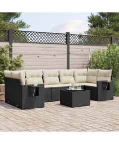 vidaXL vidaXL 8-cz. zestaw wypoczynkowy do ogrodu, z poduszkami, czarny Dārza mēbeļu komplekti