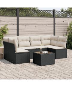 vidaXL vidaXL 7-cz. zestaw wypoczynkowy do ogrodu, z poduszkami, czarny Dārza mēbeļu komplekti