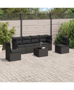 vidaXL vidaXL 7-cz. zestaw wypoczynkowy do ogrodu, z poduszkami, czarny Dārza mēbeļu komplekti