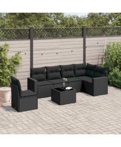 vidaXL vidaXL 7-cz. zestaw wypoczynkowy do ogrodu, z poduszkami, czarny Dārza mēbeļu komplekti