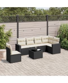 vidaXL vidaXL 7-cz. zestaw wypoczynkowy do ogrodu, z poduszkami, czarny Dārza mēbeļu komplekti