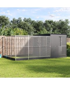 vidaXL vidaXL Woliera z przedłużeniem, srebrna, 497x303x216 cm, stalowa Putniem 