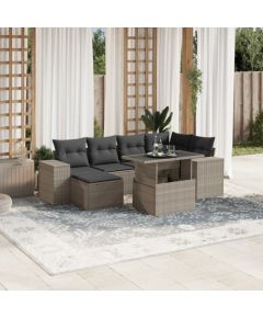 vidaXL vidaXL 7-cz. zestaw wypoczynkowy do ogrodu, z poduszkami, jasnoszary Dārza mēbeļu komplekti