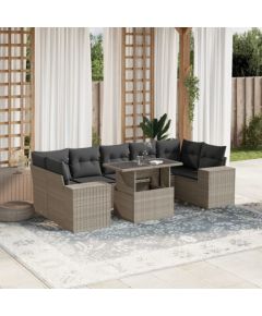 vidaXL vidaXL 8-cz. zestaw mebli ogrodowych, poduszki, jasnoszary polirattan Dārza mēbeļu komplekti