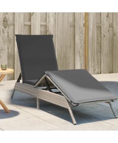 vidaXL vidaXL Leżak z poduszką, jasnoszary, polirattan Шезлонги и пляжные стулья