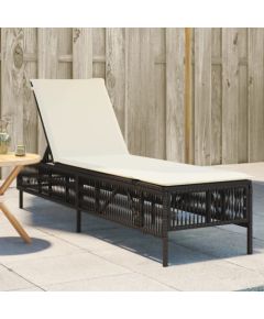 vidaXL vidaXL Leżak z poduszką, brązowy, polirattan Шезлонги и пляжные стулья