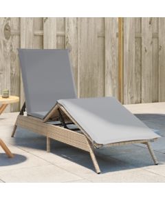 vidaXL vidaXL Leżak z poduszką, beżowy, polirattan Шезлонги и пляжные стулья
