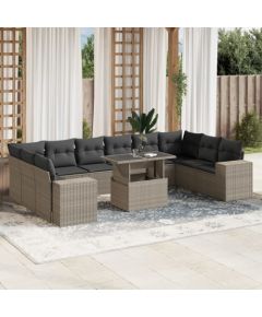 vidaXL vidaXL 11-cz. zestaw mebli ogrodowych z poduszkami, szary rattan PE Dārza mēbeļu komplekti