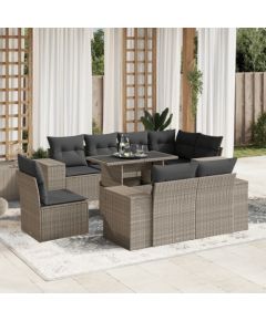 vidaXL vidaXL 9-cz. zestaw mebli ogrodowych, poduszki, jasnoszary polirattan Dārza mēbeļu komplekti