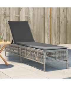vidaXL vidaXL Leżak z poduszką, jasnoszary, polirattan Шезлонги и пляжные стулья