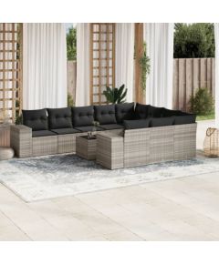 vidaXL vidaXL 11-cz. zestaw mebli ogrodowych z poduszkami, szary rattan PE Dārza mēbeļu komplekti