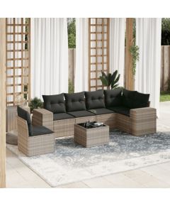 vidaXL vidaXL 7-cz. zestaw wypoczynkowy do ogrodu, z poduszkami, jasnoszary Dārza mēbeļu komplekti