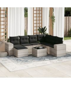 vidaXL vidaXL 8-cz. zestaw mebli ogrodowych, poduszki, jasnoszary polirattan Dārza mēbeļu komplekti