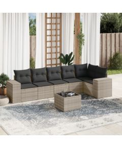 vidaXL vidaXL 7-cz. zestaw wypoczynkowy do ogrodu, z poduszkami, jasnoszary Dārza mēbeļu komplekti