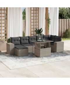 vidaXL vidaXL 8-cz. zestaw mebli ogrodowych, poduszki, jasnoszary polirattan Dārza mēbeļu komplekti